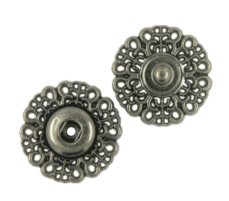 Motif Metal Snap Buttons Gunmetal Color Openwork 0.79 Etsy