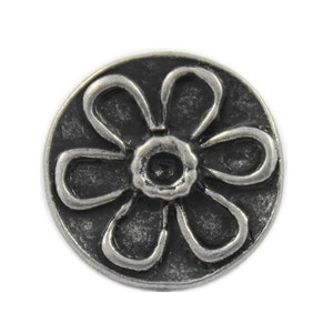 Daisy Antique Silver Metal Shank Buttons, 0.59 inch , 6 pcs