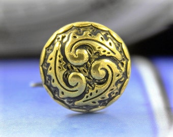 Metal Buttons - Ferns Swirl Antique Gold Metal Shank Buttons - 18mm - 0.71 inch - 6 pcs