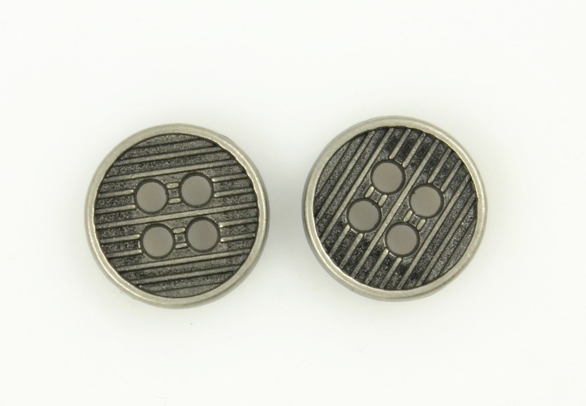 Metal Line Button Metal Buttons - Parallel Lines Metal Buttons , Gray Silver Color , 4 ...