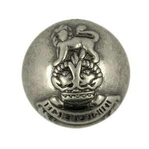 Metal Buttons - Lion Crown Emblem Metal Buttons , Gray Silver Color , Domed , Shank , 0.79 inch , 10 pcs