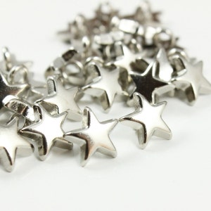 Star Metal Buttons , Shiny Silver Color , Shank , 0.51 inch , 10 pcs image 2