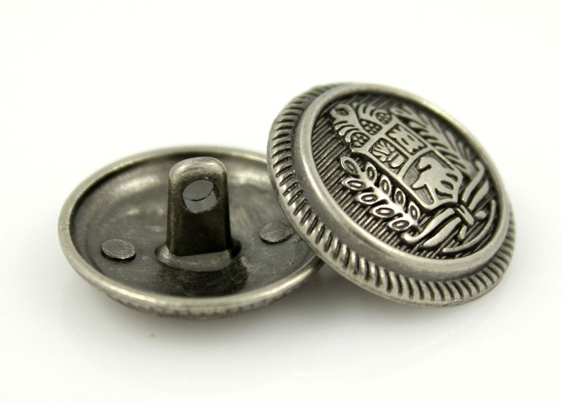Metal Buttons Crest Emblem Metal Buttons Gray Silver Color Etsy