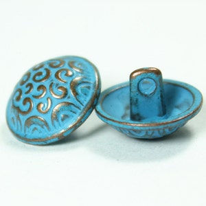 Metal Buttons Cirrus Metal Buttons , Copper Blue Color , Domed , Shank , 0.59 inch , 10 pcs image 3
