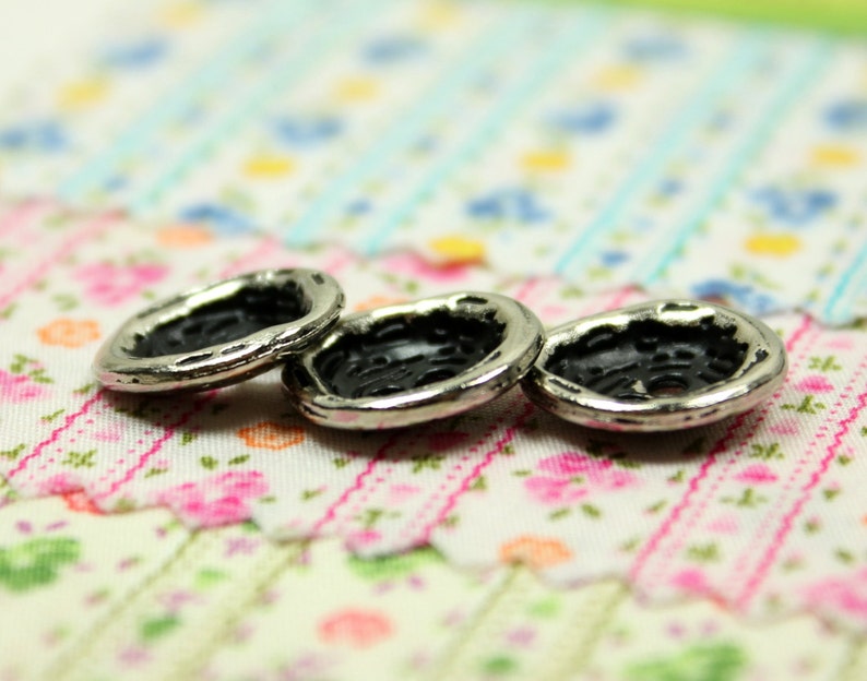Metal Buttons Silver Disc Metal Buttons Black Painting 2 Etsy