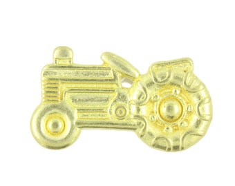 Metal Buttons - Tractor Metal Shank Buttons in Gold Color - 1 inch - 4 pcs