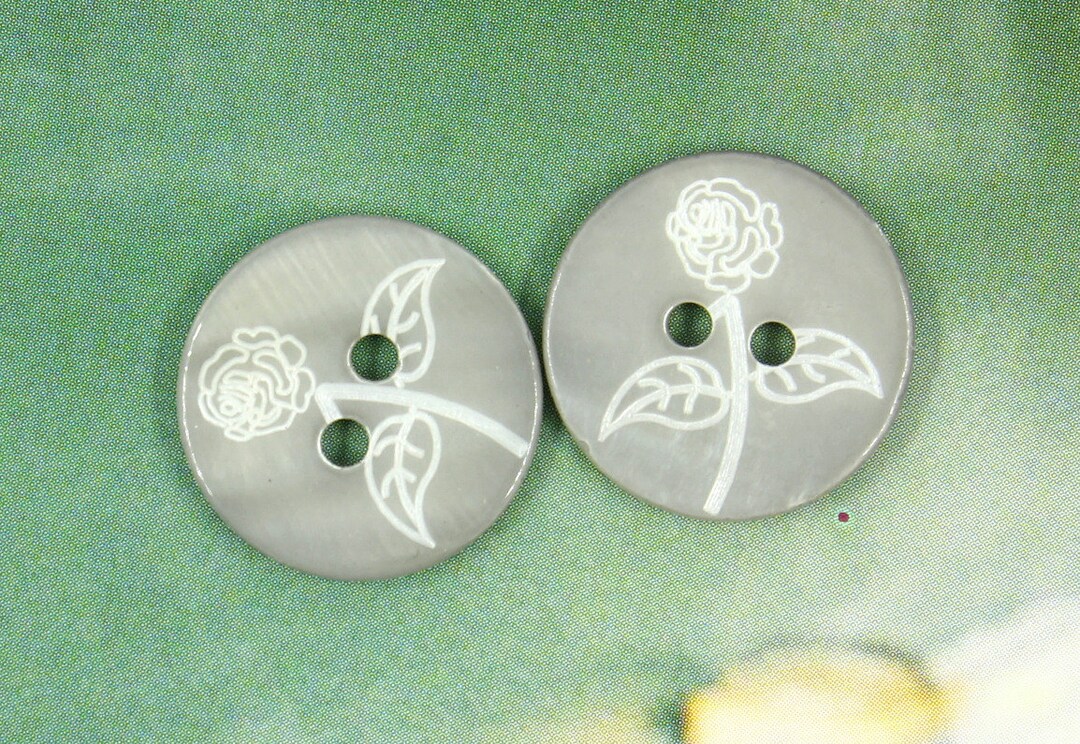 Shell Buttons - Rose Carving Gray Shell Buttons, 0.59 Inch, 10 Pcs - Etsy