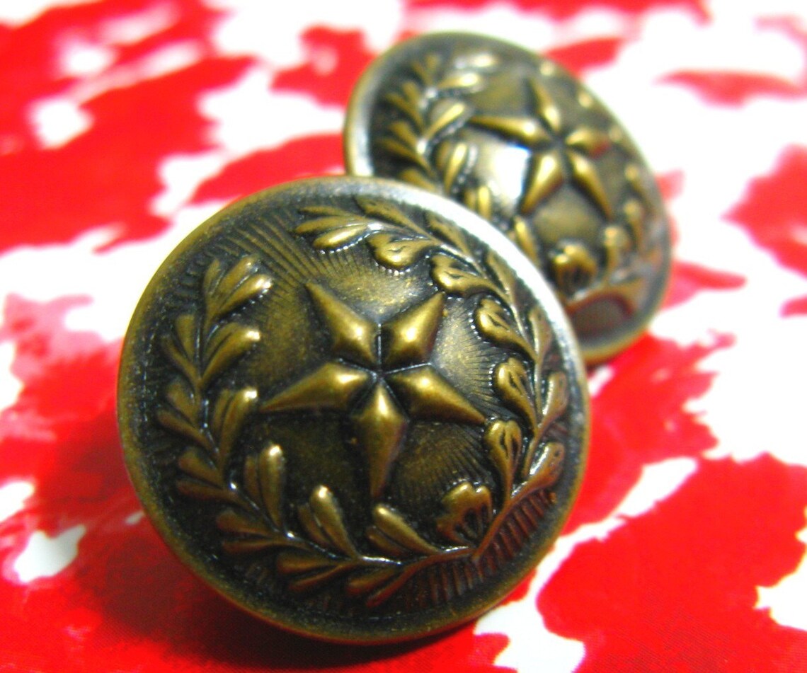 Metal Buttons - Star and Straw Metal Buttons , Antique Brass Color ...