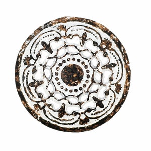 Medieval Filigree Openwork Domed Metal Shank Buttons , White Rust Color , 0.87 inch , 6 pcs