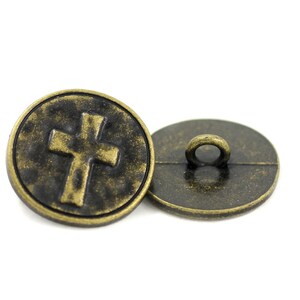 Metal Buttons - Cross Heraldry Antique Brass Metal Shank Buttons - 0.79 ...