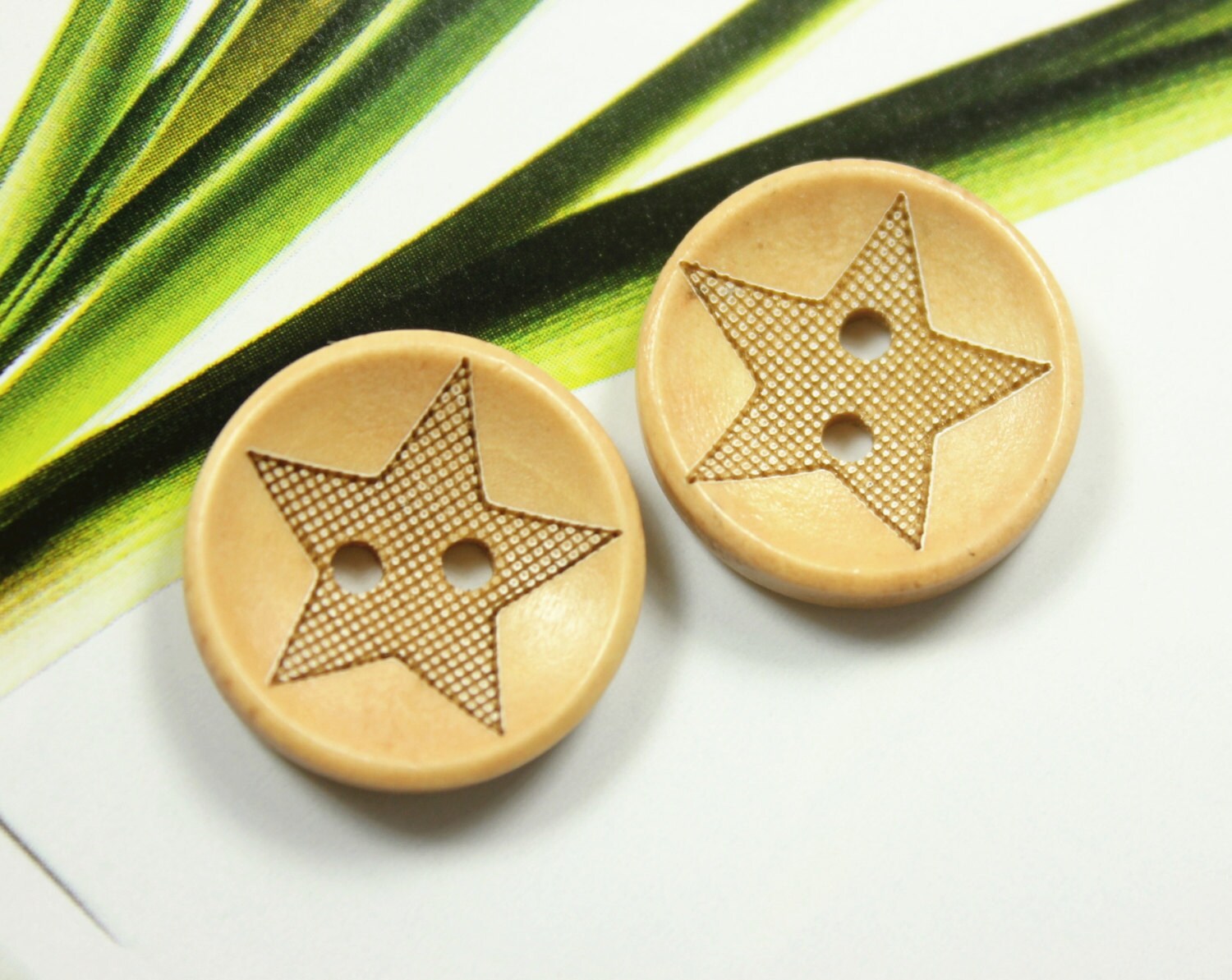Wooden Buttons Carved Star Pattern Concave Wood Buttons. Etsy