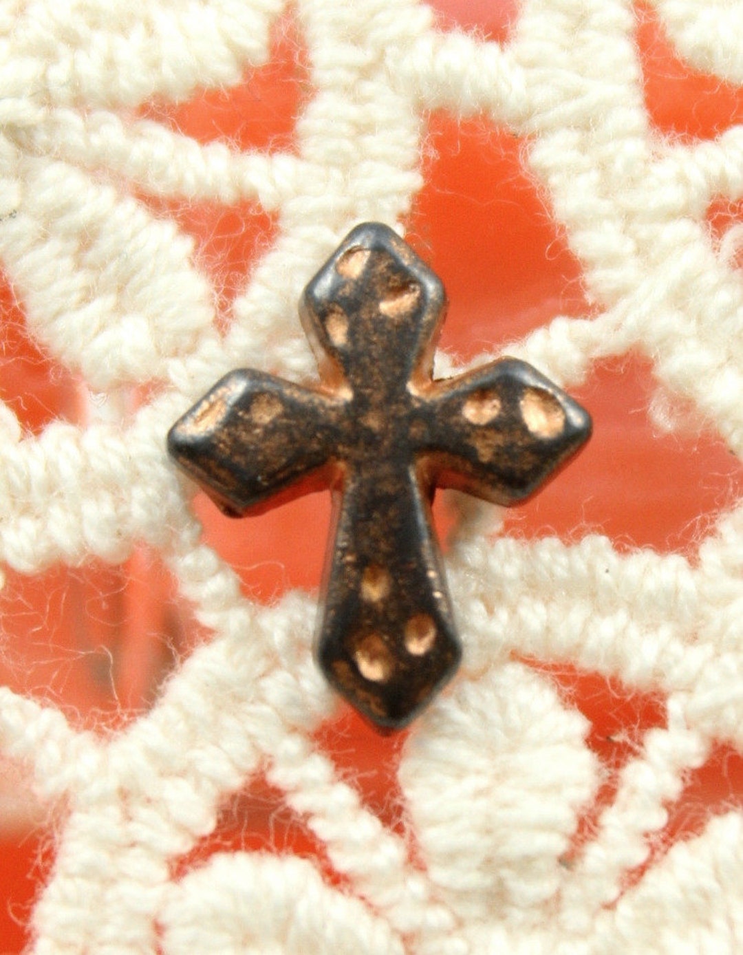 Metal Buttons - Cross Metal Buttons , Gunmetal Orange Color , Shank , 0 ...
