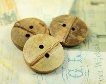 Bamboo Buttons - 10 pieces of Original Bamboo Joint 2 Holes Buttons, 0.91 inch