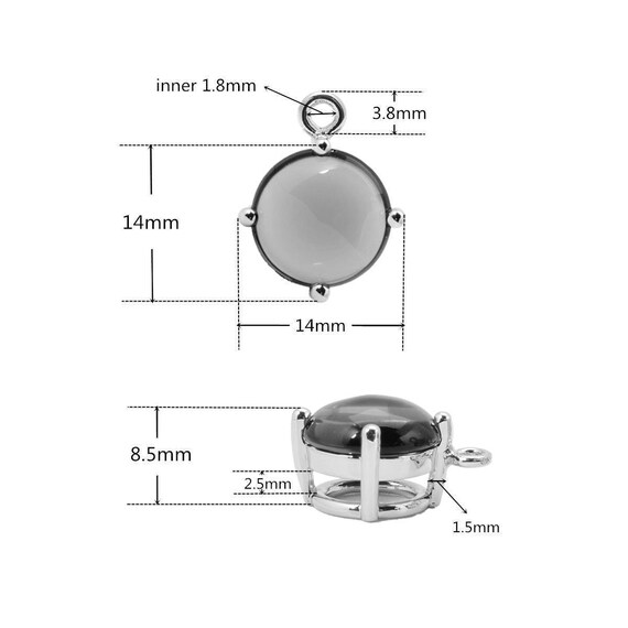 2 Round Violet Zircon Pendant, 12mm, Black Color Plated Over