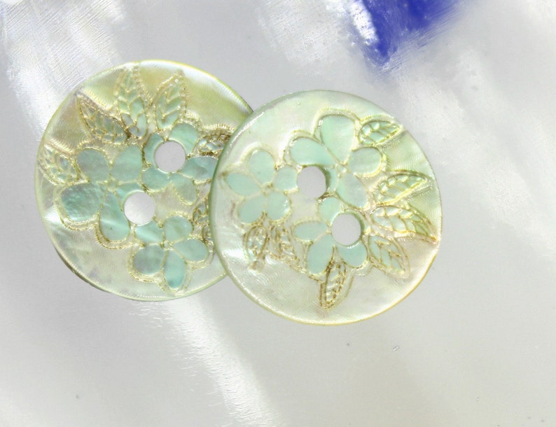 Shell Buttons Rich Luster Light Blue Flower Shell Buttons - Etsy