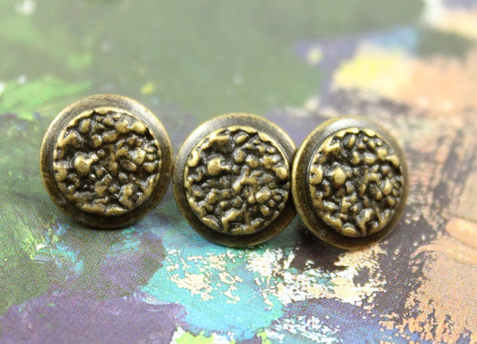 Metal Buttons - Rough Surface Metal Buttons , Antique Brass Color ...