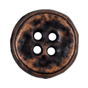 Metal Buttons Rustic Antique Copper Metal Hole Buttons 0.87 inch 10 pcs image 2