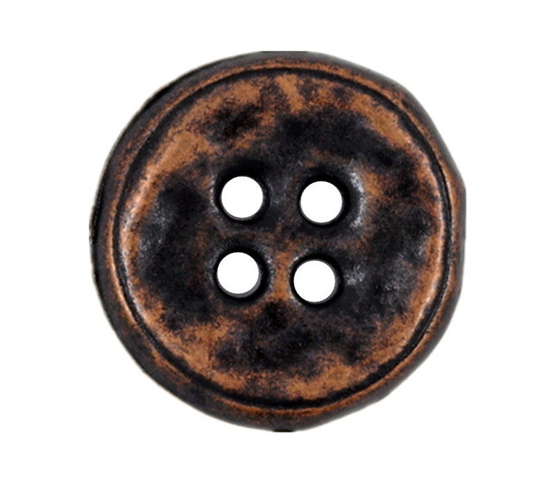 Metal Buttons Rustic Antique Copper Metal Hole Buttons 0.87 inch 10 pcs image 2