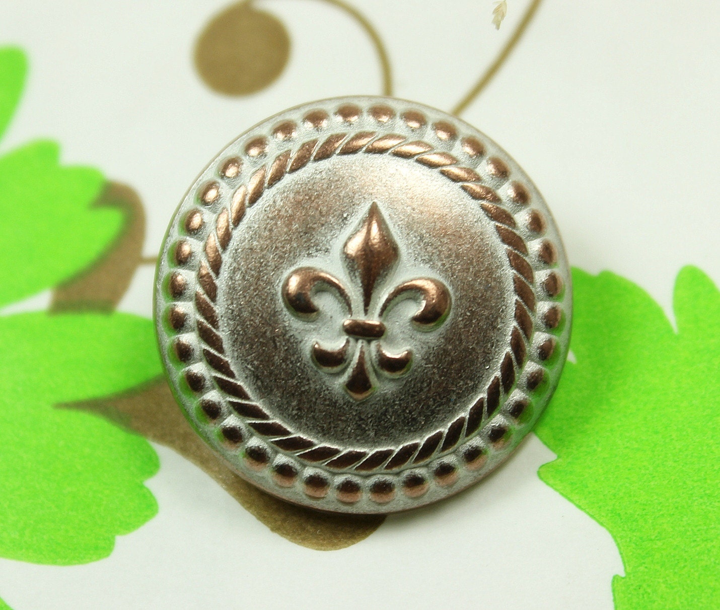 Metal Buttons FleurDeLis Metal Buttons Copper White Etsy