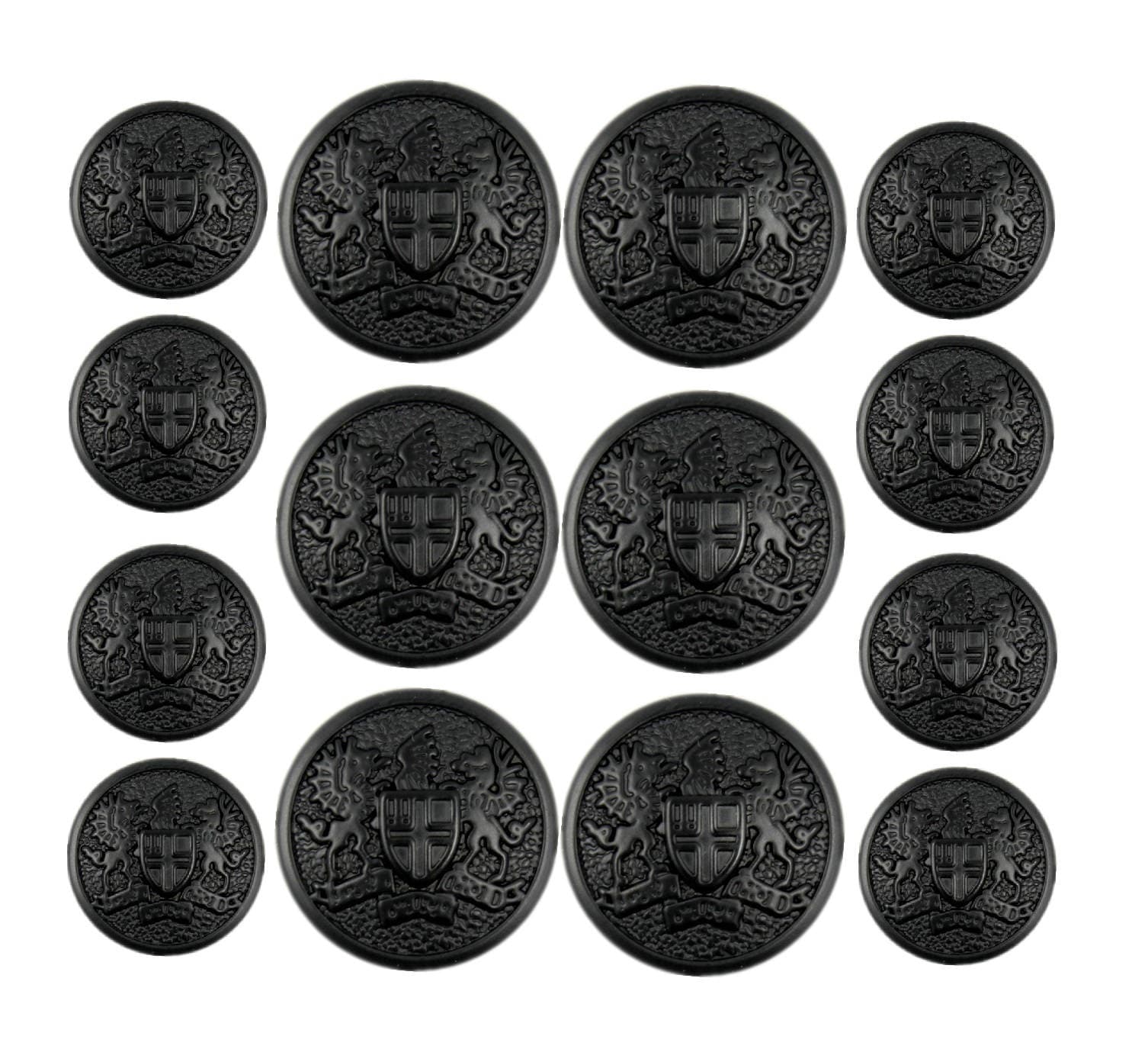 最も完璧な Medallion - Set Button Blazer Double Matte Shank Metal Black 小物