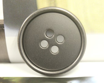 Metal Buttons - Thick Pearlized Gunmetal Buttons , 4 Holes , 1.10 inch , 4 pcs