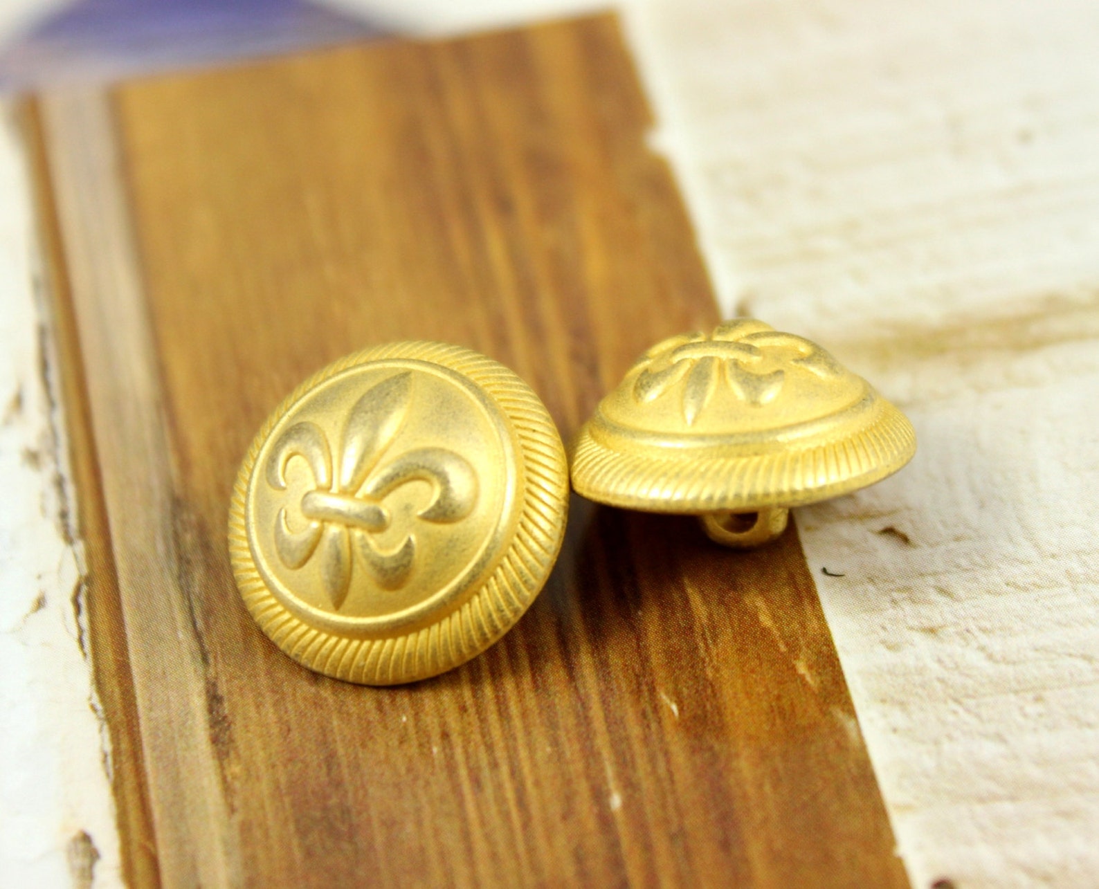 Metal Buttons Fleurdelis Metal Buttons Gold Color Etsy