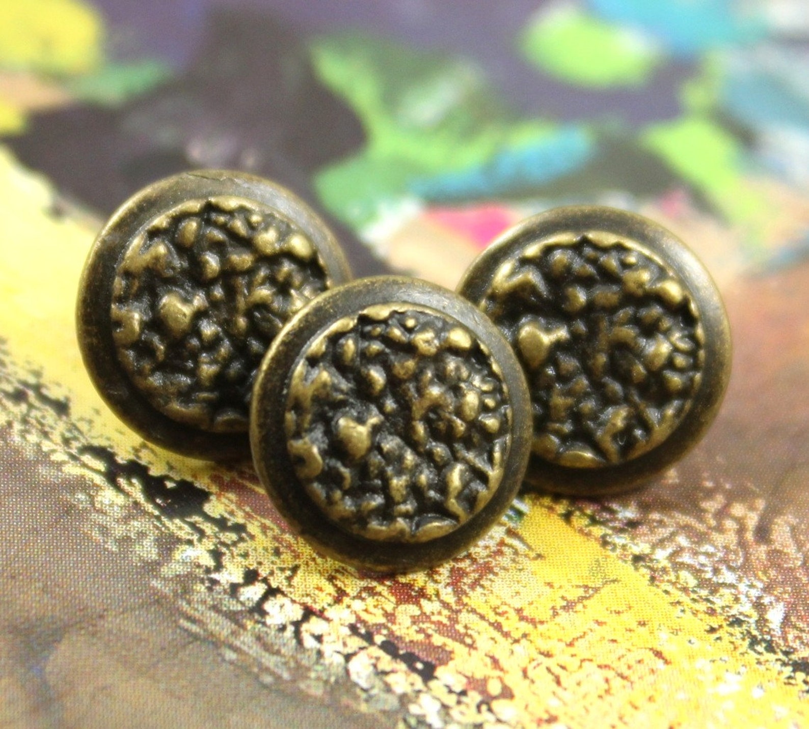 Metal Buttons - Rough Surface Metal Buttons , Antique Brass Color ...