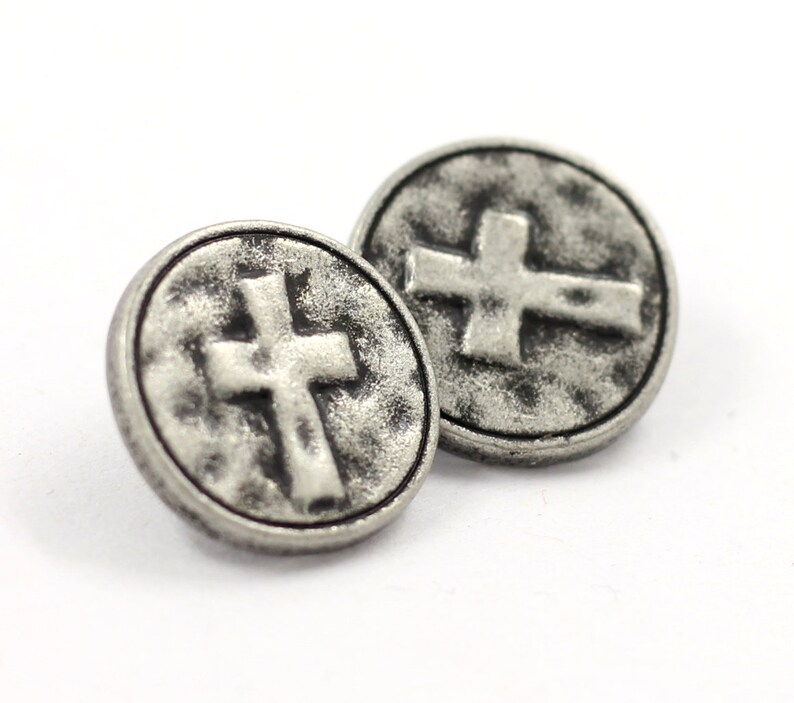 Metal Buttons Cross Heraldry Antique Silver Metal Shank - Etsy