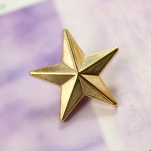 Metal Buttons - Star Metal Buttons , Gold Color , Shank , 0.71 inch , 10 pcs