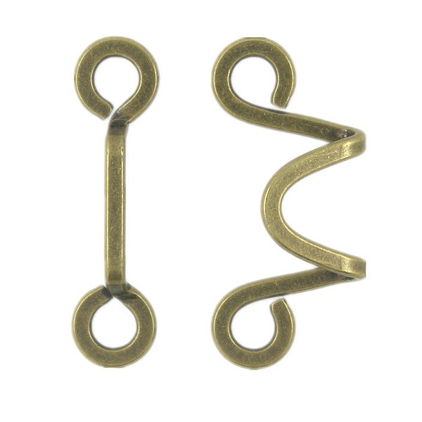 W Shaped Cloak Clasp Copper Fasteners. 0.71 inch, 5 Pairs.