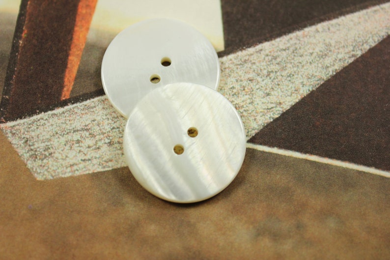 Shell Buttons 6 Pieces of Rich Luster White Shell Buttons, Beautiful Random Texture , 1 inch image 3