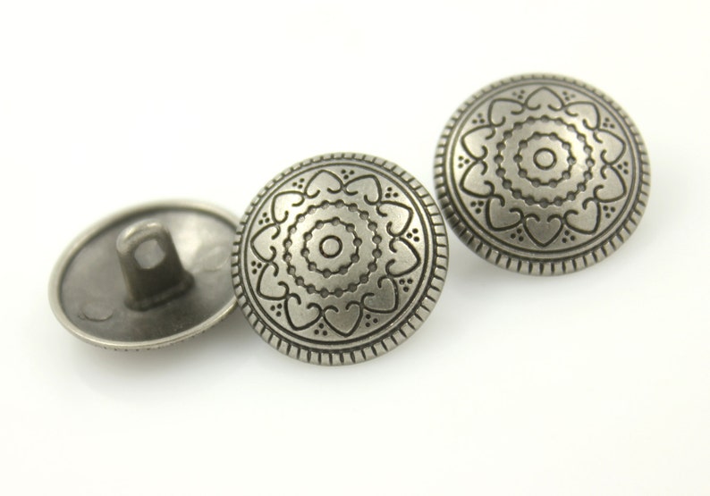 Metal Buttons Hearts Flower Metal Buttons Gray Silver - Etsy