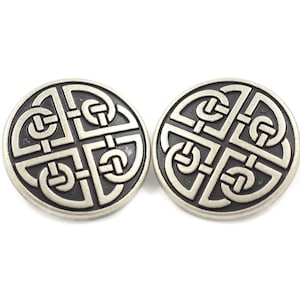 100 Pieces Celtic Shield Knot Antique Silver Metal Shank Buttons. 25mm 1 inch image 3