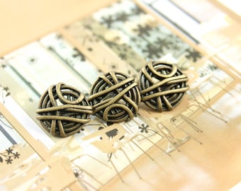 Metal Buttons - Bunch of Rope Metal Buttons , Antique Brass Color , Shank , 0.71 inch , 10 pcs