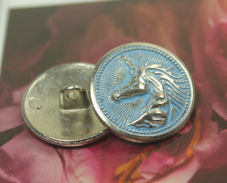 Metal Buttons Silver Unicorn Metal Buttons Blue Aura Color Etsy