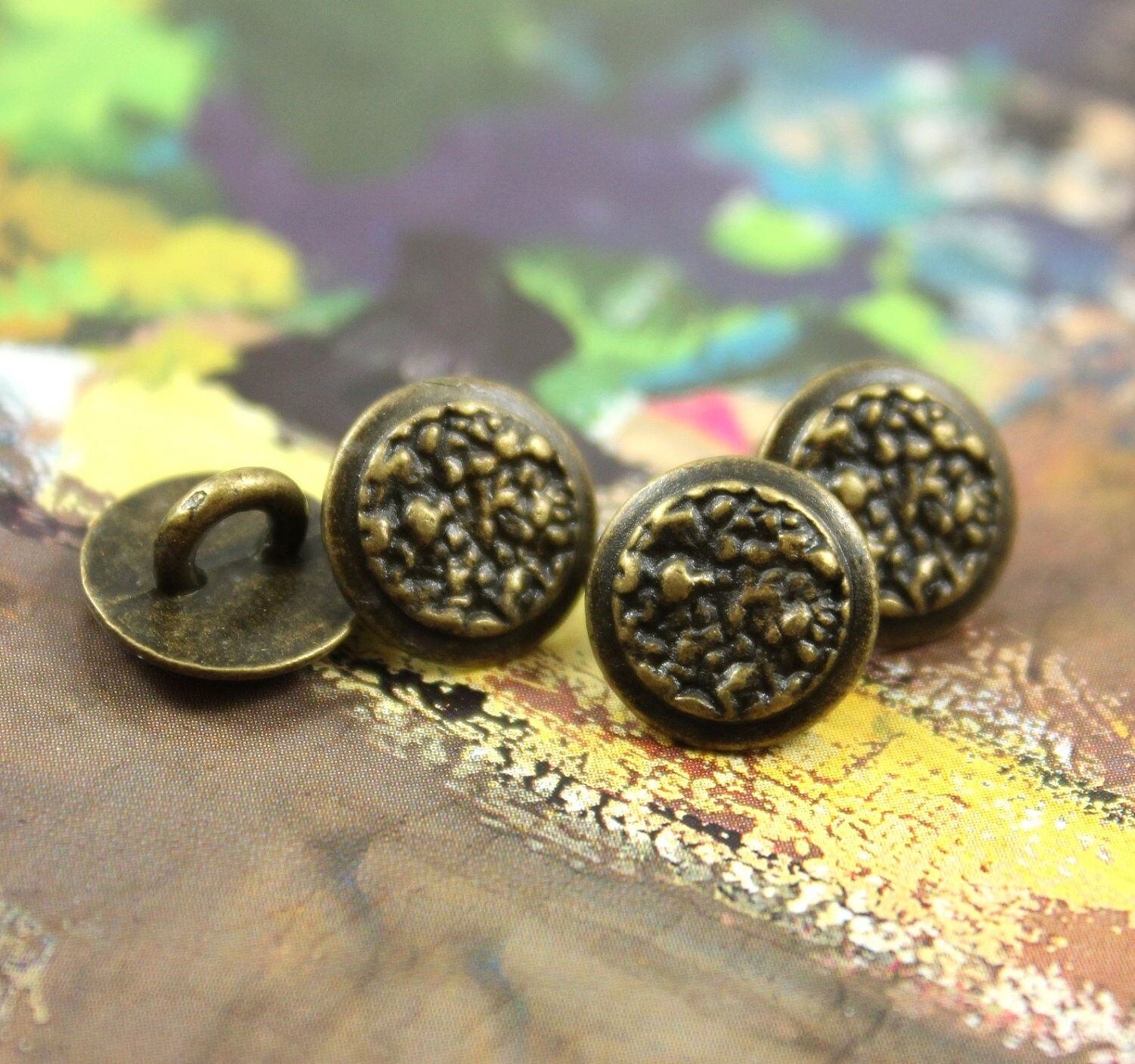 Metal Buttons - Rough Surface Metal Buttons , Antique Brass Color ...