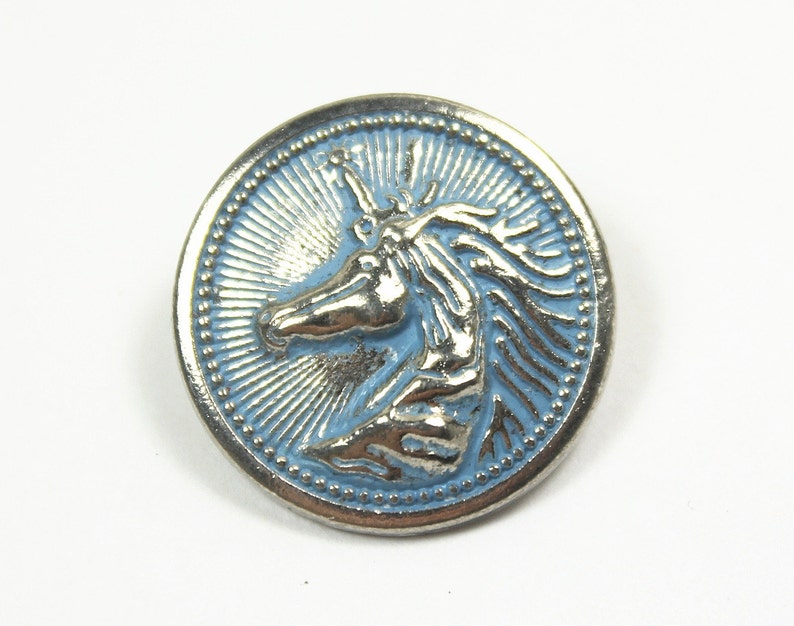 Metal Buttons Silver Unicorn Metal Buttons Blue Aura Color Etsy