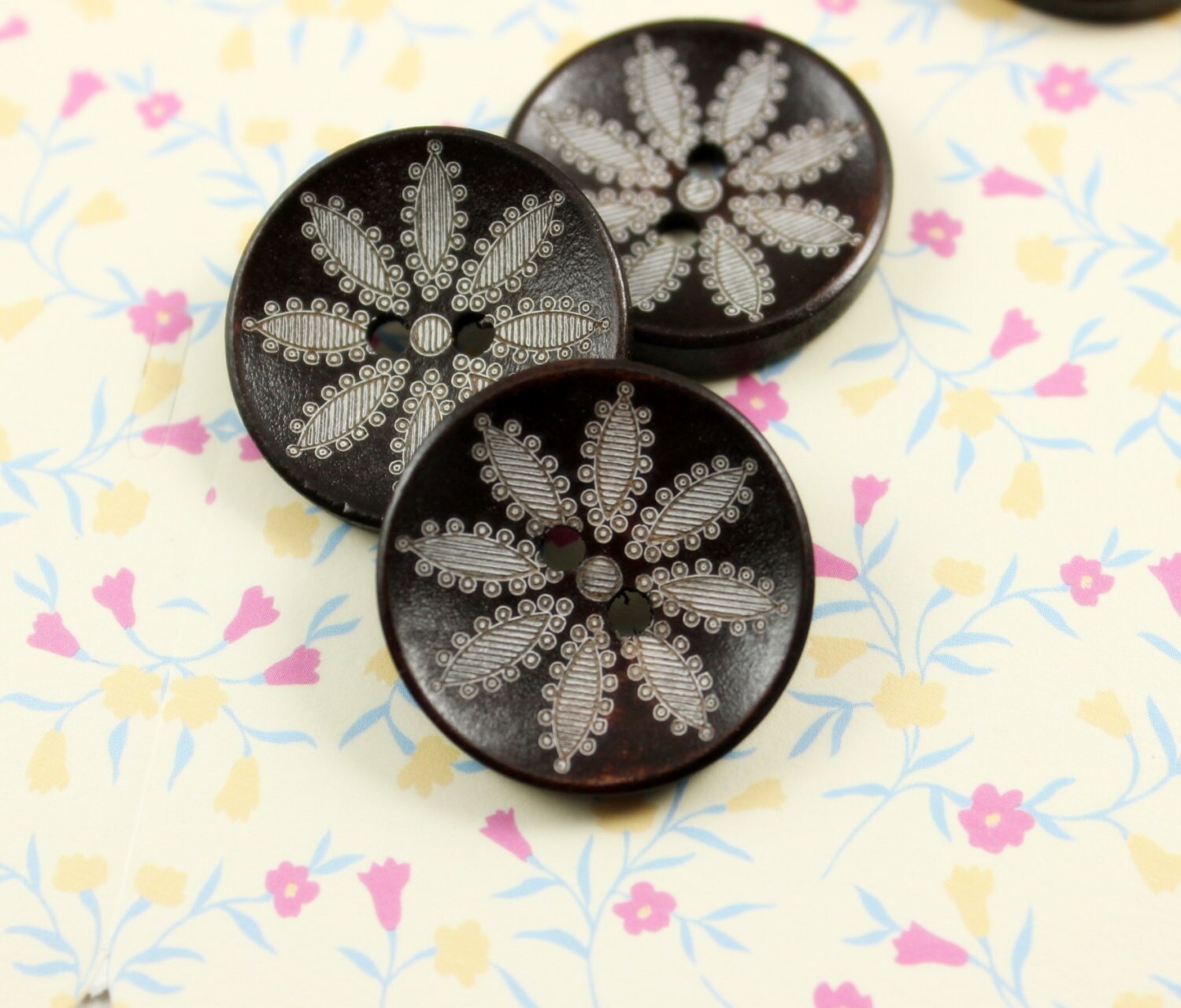 Wooden Buttons - Japanese Style Brown Concave Wooden Buttons With Eight ...