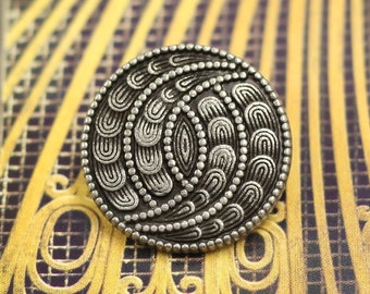 Spiral Petals Metal Shank Buttons , Antique Silver Color , 0.79 inch , 6 pcs