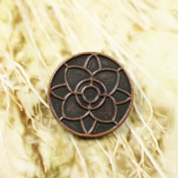 Blume Blüte Metallschaft Buttons, Antique Copper Farbe, 0,79 Zoll, 6 Stück