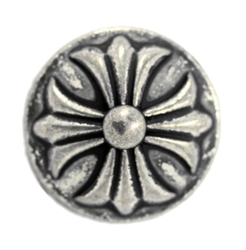 10 pcs Fleur Cross Metal Shank Buttons 0.79 inch Metal Buttons Retro Silver Color