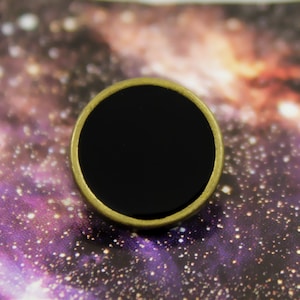Metal Buttons - Antique Brass Black Enamel Metal Buttons, Shank , 0.55 inch , 10 pcs