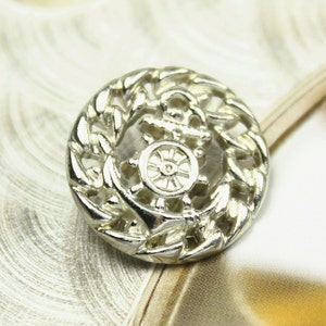 Metal Buttons - Chain Anchor Metal Buttons , Silver Color , Shank , 0.79 inch , 10 pcs
