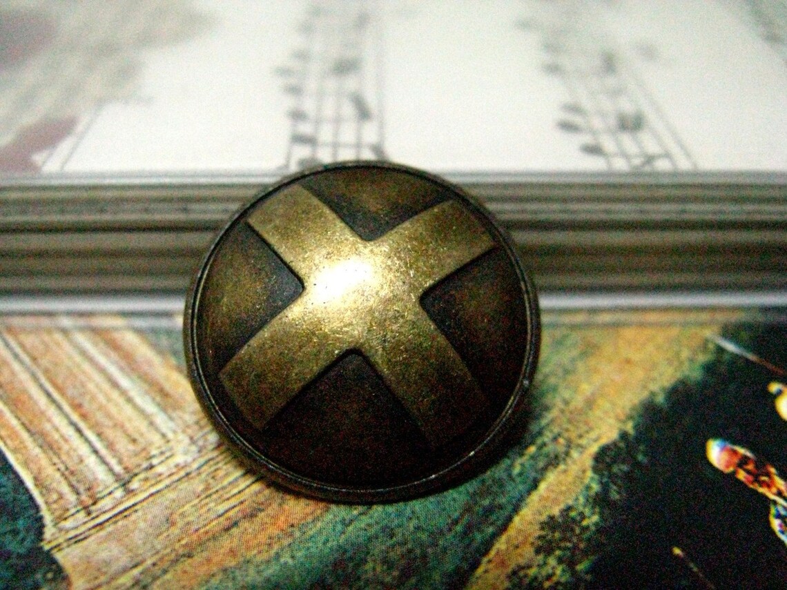 Metal Buttons - Balanced Cross Metal Buttons , Antique Brass Color ...