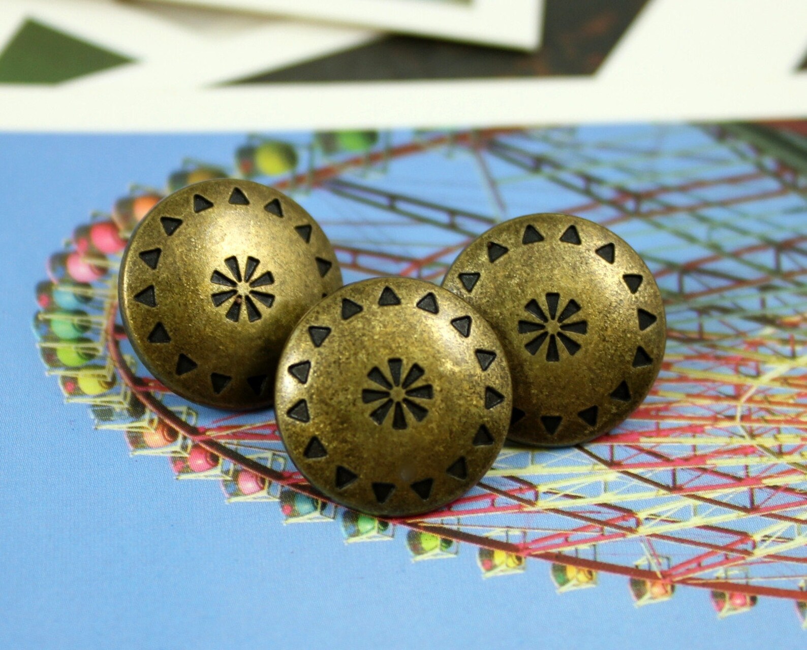 Metal Buttons Sun Wreath Metal Buttons Antique Brass Color Etsy