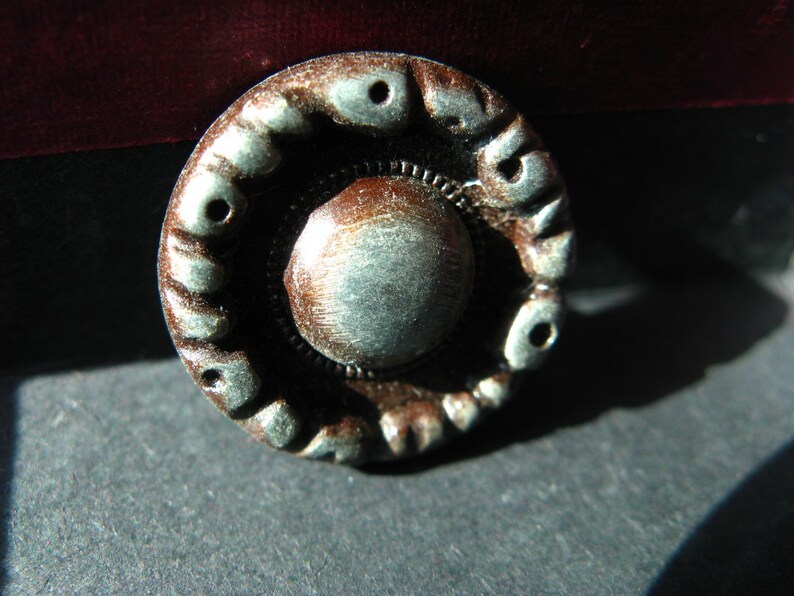 Metal Buttons Rock Circle Metal Buttons , Iron Patina Color , Shank , 0.71 inch , 10 pcs image 1
