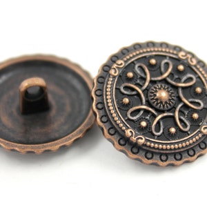 Celtic Round Shield Retro Copper Metal Shank Buttons 1 inch 10 pcs image 3