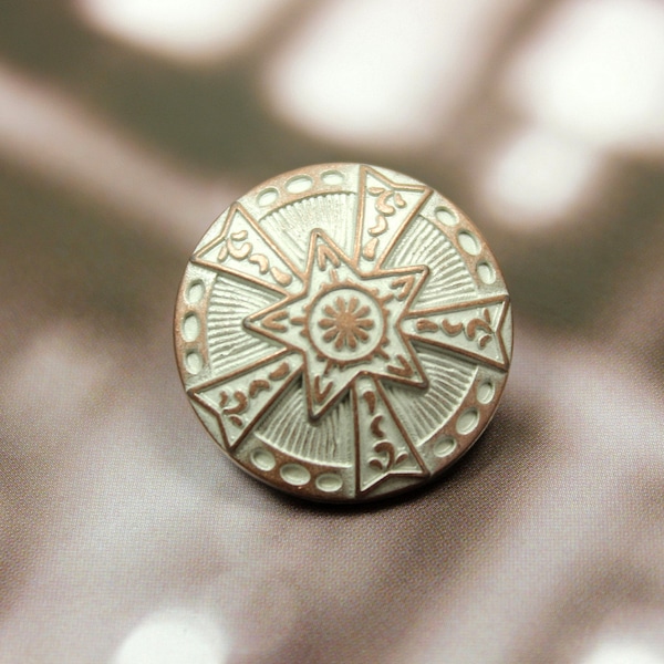 Metal Buttons - Star Emblem Metal Buttons , Copper White Color , Shank , 0.83 inch , 10 pcs