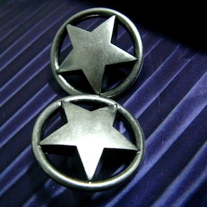Metal Buttons - Ring Star Metal Buttons , Gray Silver Color , Shank , 0.79 inch , 10 pcs