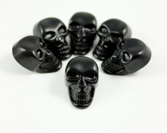 Metal Buttons - Skull Metal Buttons , Black Color , Shank , 1 inch , 6 pcs